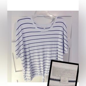 Barefoot Dreams CozyChic Short Sleeve Top 2X Charcoal and Seasalt